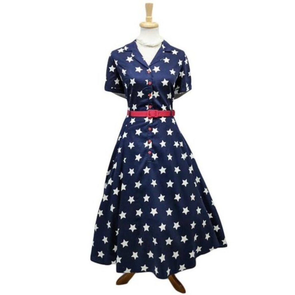 Collectif Caterina Stars (or My Heart Beats True) Swing Dress— 18 UK/14-16 US/1X